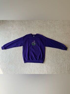 Gildan Purple Floral Crewneck Sweatshirt